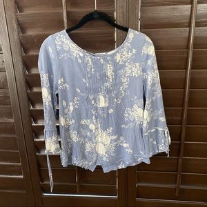 Caslon light blue floral blouse - button up back - size small